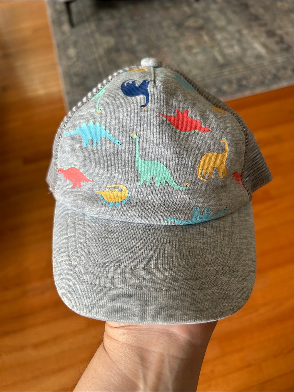 Cat & Jack Gray Kids Dinosaur Trucker Hat with Multicolor Dino Prints